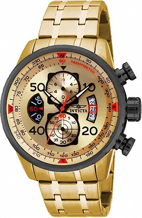 Relógio Invicta Aviator 17205 Quartzo 48mm Dourado