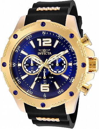 Relógio Invicta IForce 19659 Quartzo 50mm Dourado Mostrador Azul