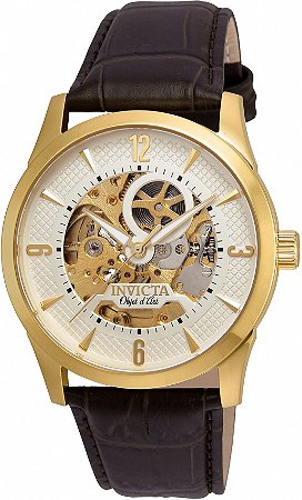 Relógio Invicta Objet D Art 22636 Automático Esqueleto 42mm Dourado