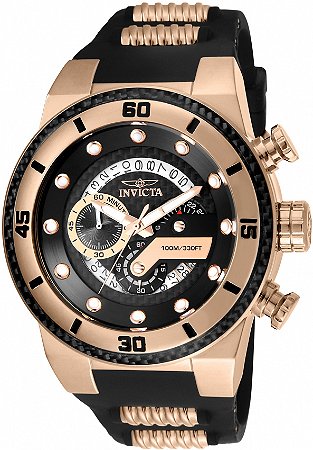 Relógio Invicta S1 Rally 24226 Quartzo 51mm Banho Ouro Rosê Mostrador Preto