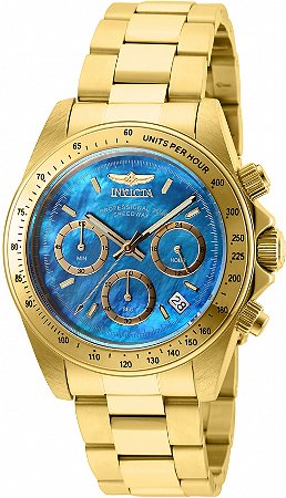 Relógio Invicta Speedway 28671 Quartzo 39mm Dourado Fundo Azul