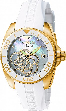 Relógio Invicta Angel 0488 Quartzo Dourado e Branco 38mm