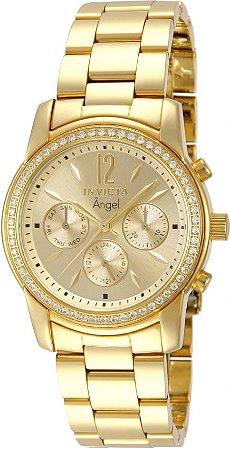 Relogio invicta 11770 Angel 38mm Feminino Banhado a Ouro 18k Calendário  Duplo - Class Store Importados - Invicta Original - Classtore