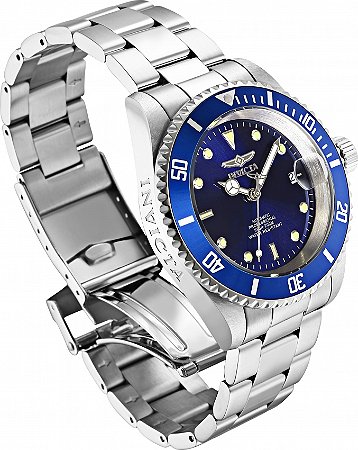 Relógio Invicta 9094ob Pro Diver Automático 40mm Banho Prata Fundo Azul
