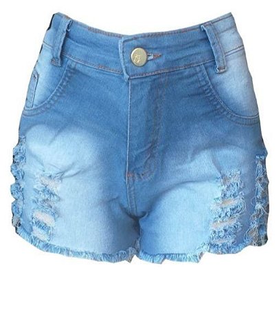 short rasgado feminino cintura alta