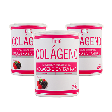 Colágeno em pó com vitamina C + 3 potes