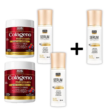 Kit Pele Perfeita Colágeno Hidrolisado em pó e Sérum Facial