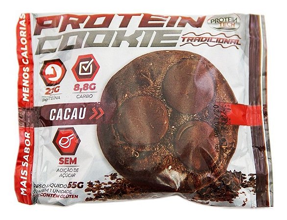Cookie Proteico Com Whey  Protein Tech Sabor Cacau