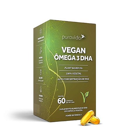 Vegan Ômega 3 Dha Concent, Puravida 60 Caps Pura Vida