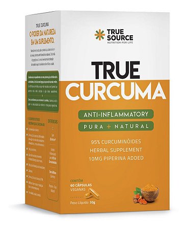 True Source Cúrcuma (60 Caps) Reduz Dores -anti Inflamatorio