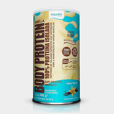 Body Protein Vanilla, Proteína 100% Isolada, 440g, Equaliv