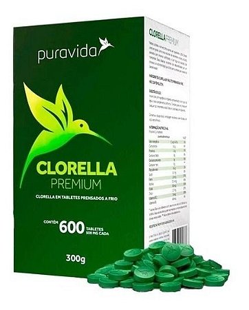 Clorella Bigpack Tabletes 600 Tabletes 500mg Puravida Brinde
