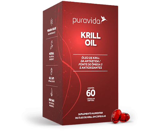 Óleo De Krill De Ômega 3 Puravida 60 Cápsulas Pura Vida Full