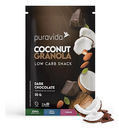 Coconut Granola Dark Chocolate 30g Low Carb Snack Pura Vida