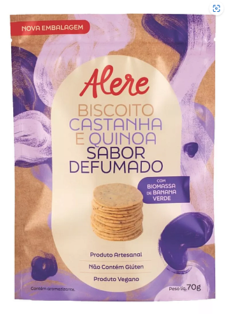 Biscoito De Castanha E Quinoa Defumado Sem Glúten Alere 70g