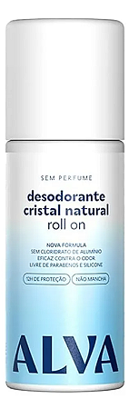 Desodorante Roll on Cristal Natural Sem Perfume Vegano 70ml Alva