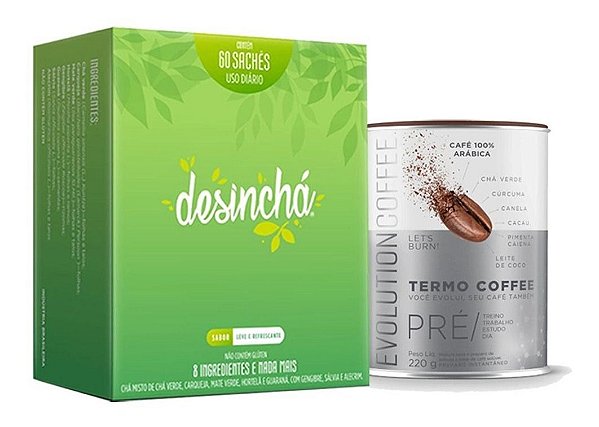 Kit Desinchá 60 Sachês + Evolution Coffee 220g Termogenico