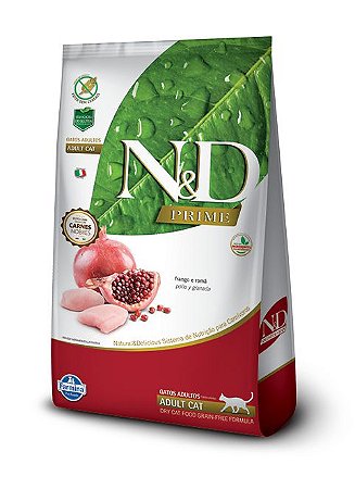 RAÇÃO N&D Prime Grain Free Gatos Adultos Frango e Romã 7,5KG