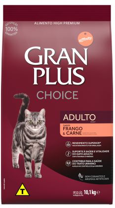 RAÇÃO GRANPLUS CHOICE GATOS ADULTO SABOR FRANGO & CARNE 10,1kg