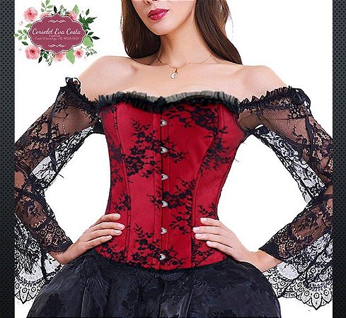 Corselet preto e vermelho Clearance