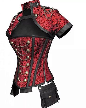 Corselet preto e vermelho Clearance
