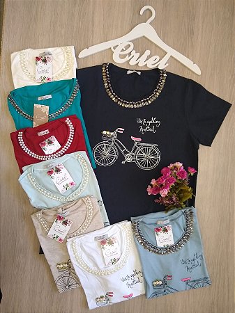 T shirts com pedraria Clearance