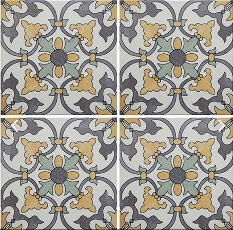 PISO EM PORCELANA HIDRAULICA COLONIAL 20X20 CM KIT COM 15 PEÇAS