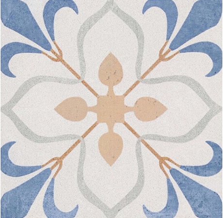 PISO EM PORCELANA HIDRAULICA COLONIAL BLUE 20X20 CM KIT COM 15 PEÇAS