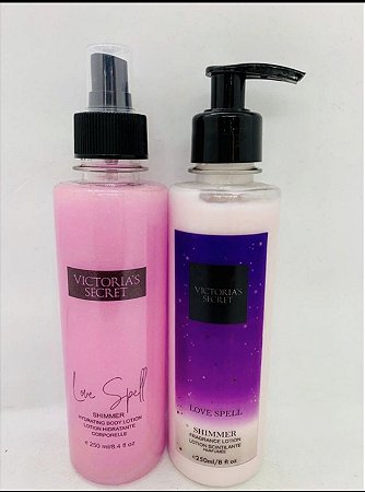 Kit Body Splash + Body Lotion Love Spell Shimmer Victoria's Secret