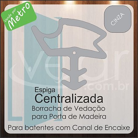 Borracha de Vedação Encaixe Frontal / Centralizada cor Cinza - Por Metro