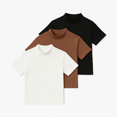Kit 3 Peças Blusa Cacharrel Gola Alta Manga Longa Básica Segunda Pele Alta Elasticidade - Tamanho único