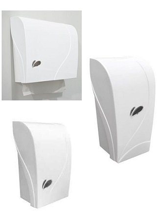 Toalheiro Biovis AG+ + Saboneteira AG+ Biovis + Porta Papel Higiênico Cai Cai Ag+ Biovis