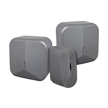 Kit Toalheiro, Porta papel Higiênico Rolão e Saboneteira Hígia Grafite - Biovis