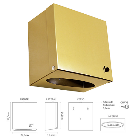 Toalheiro Quadra Dourado Biovis