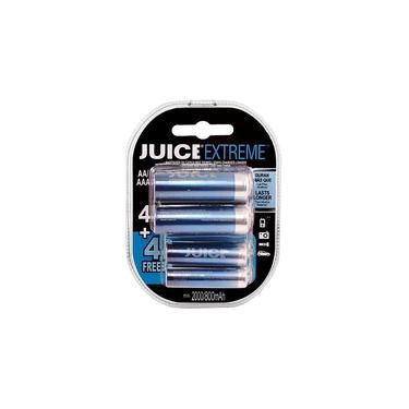 PILHA RECARREGAVEL C/4 AAA 850MAH + 4 PILHAS AA 2100 JUICE EXTREME