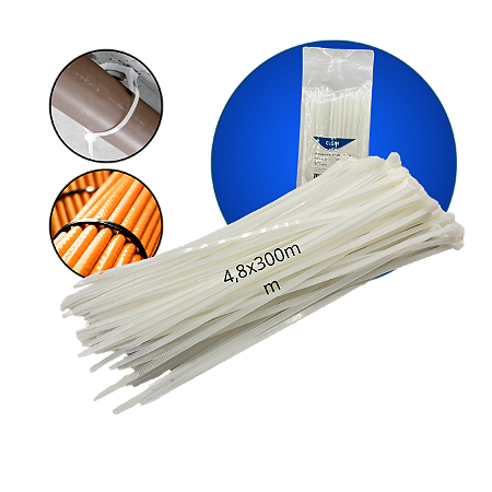 ABRAÇADEIRA NYLON PA66 GRD BRANCO 4.8X300 P100 ELGIN