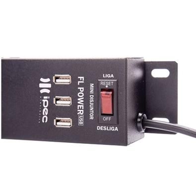 FILTRO DE LINHA 6 TOMADAS + 3 USB FL POWER USB - PRETO IPEC