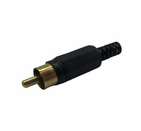 PLUG RCA PLASTICO C/RABICHO PRETO/DOURADO MXT