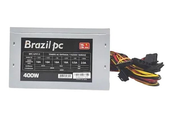 FONTE ATX 400W REAL BRAZILPC BPC-427V1.0 24 PINOS OEM