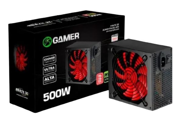 FONTE ATX 500W REAL 80PLUS BRONZE BRAZILPC BPC/500-80PLUS/B 24 PINOS BOX