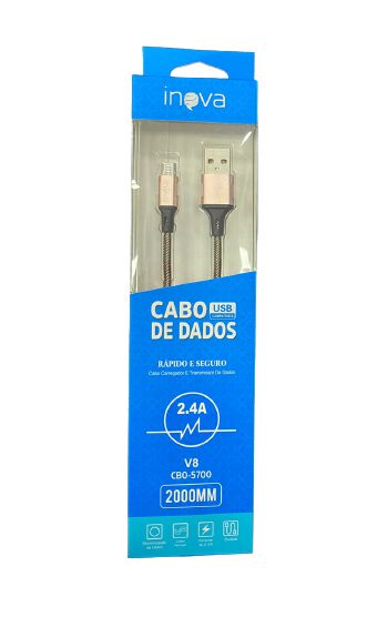 CABO DE DADOS 2M MICRO USB V8 2.4A INOVA CBO-5700