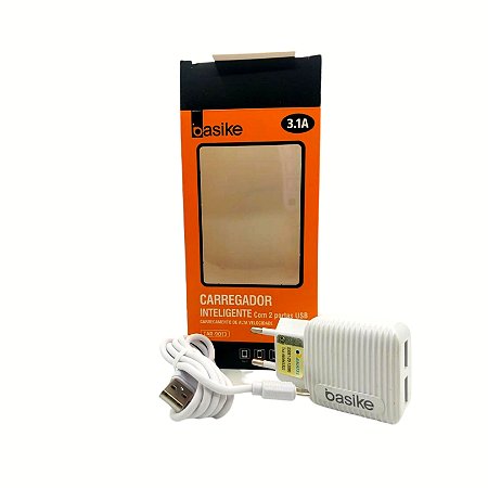 CARREGADOR INTELIGENTE BASIKE V8 3.1A 2 USB CAR-9013