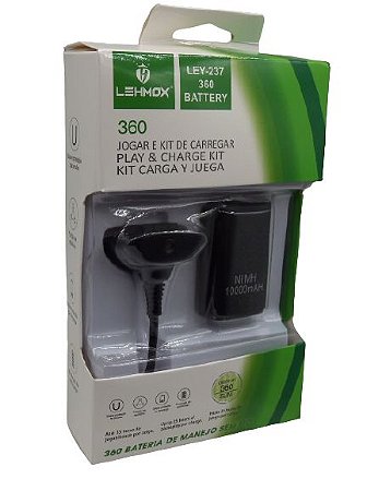 KIT PLAY E CHARGE CABO + BATERIA XBOX 360 LEHMOX LEY-237