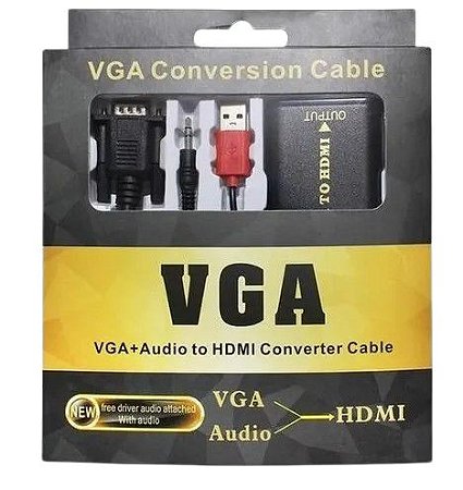CABO CONVERSOR VGA PARA HDMI COM AUDIO USB JC- AD-VGA