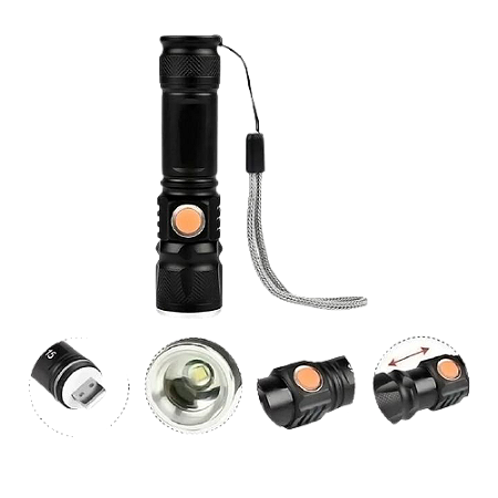 LANTERNA DE LED MANUAL RECARREGAVEL USB MALETA XH-515