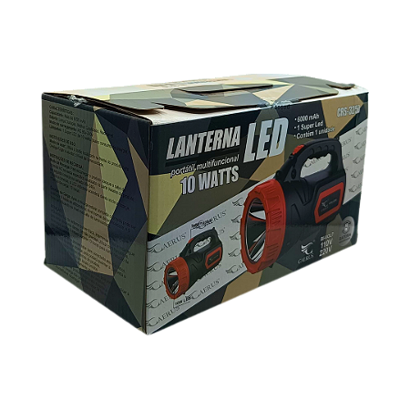 LANTERNA MANUAL RECARREGAVEL SUPER LED 10W 6000mAh CAERUS CRS-3250