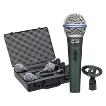 MICROFONE DINAMICO DE METAL 3PCS PRO BTM-57A PROF. C/MALETA E CACHIMBO