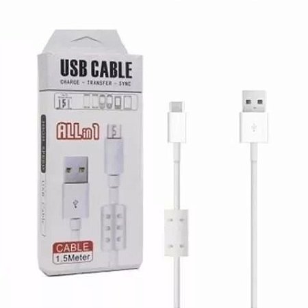 CABO DE DADOS CARREGADOR MICRO USB x V8 (1.5 metros) CAIXA