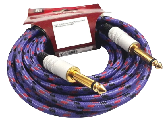 CABO DE GUITARRA NYLON DOURADO LILAS P10 MONO 5 METROS MXT