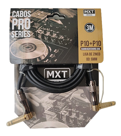CABO DE GUITARRA PRO-SERIES, P10+P10 MACHO MONO 90 GRAUS, OD:6MM, 3M